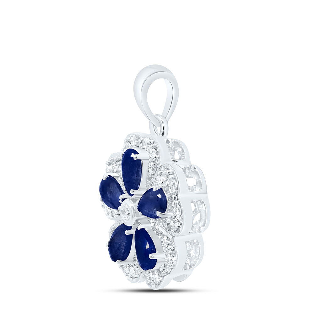 14K Yellow Or White Or Rose Gold 1/3Cttw Natural Diamond Pear Gem Flower Pendant