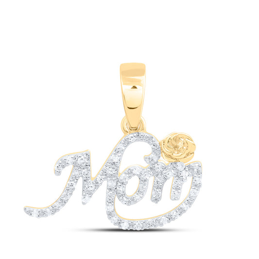 10K Yellow Or White Gold 1/6Cttw Natural Diamond Gift "Mom" Pendant