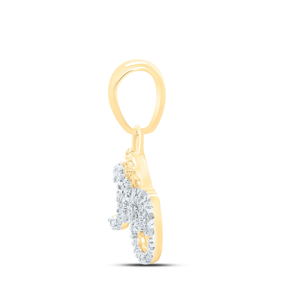 10K Yellow Or White Gold 1/6Cttw Natural Diamond Gift "Mom" Pendant