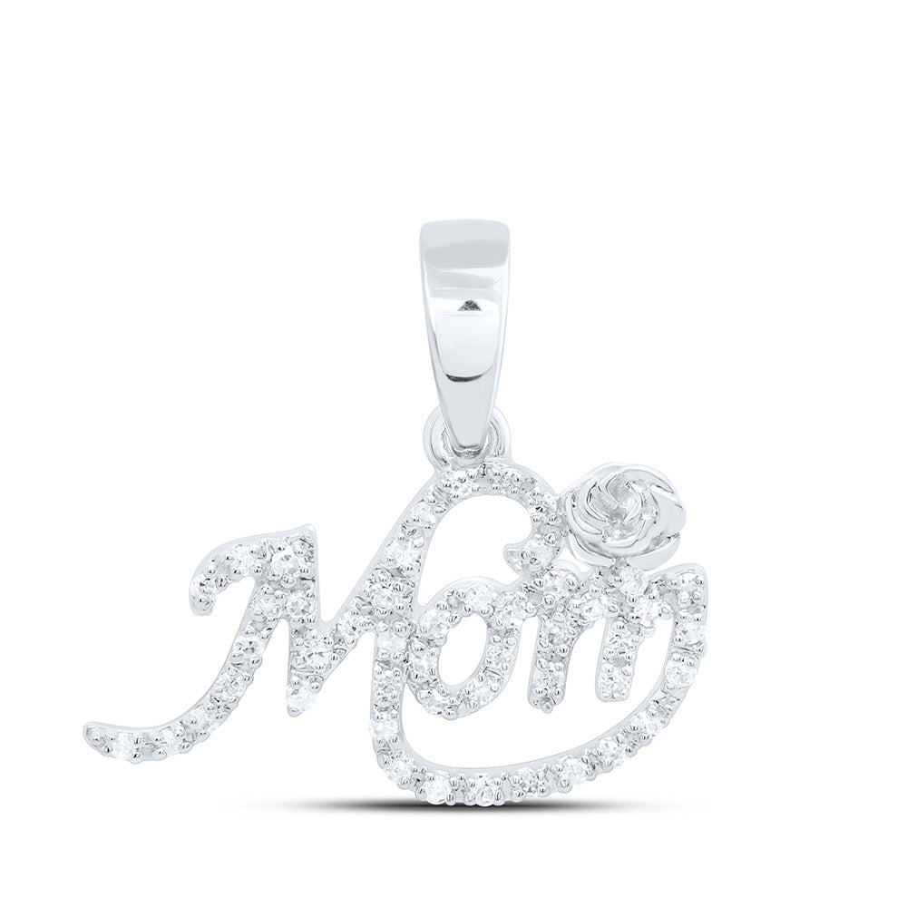 10K Yellow Or White Gold 1/6Cttw Natural Diamond Gift "Mom" Pendant