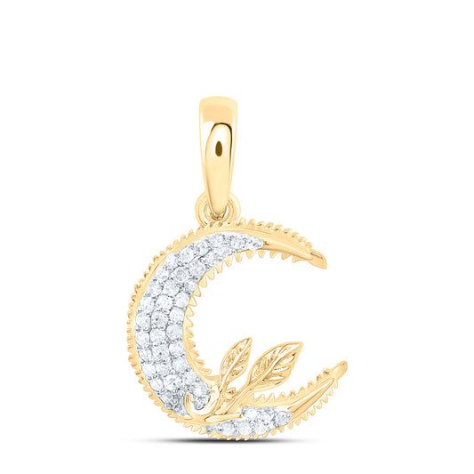 10K Yellow Gold 1/6Cttw Natural Diamond Gift Moon Pendant