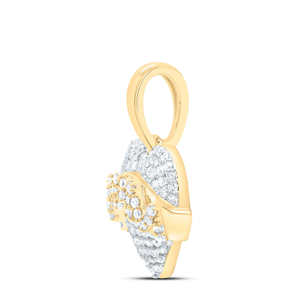 10K Yellow Or White Gold 1/3Cttw Natural Diamond Gift "Mom" Heart Pendant
