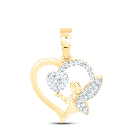10K Yellow Or White Gold 1/6Cttw Natural Diamond Gift Mom Heart Pendant