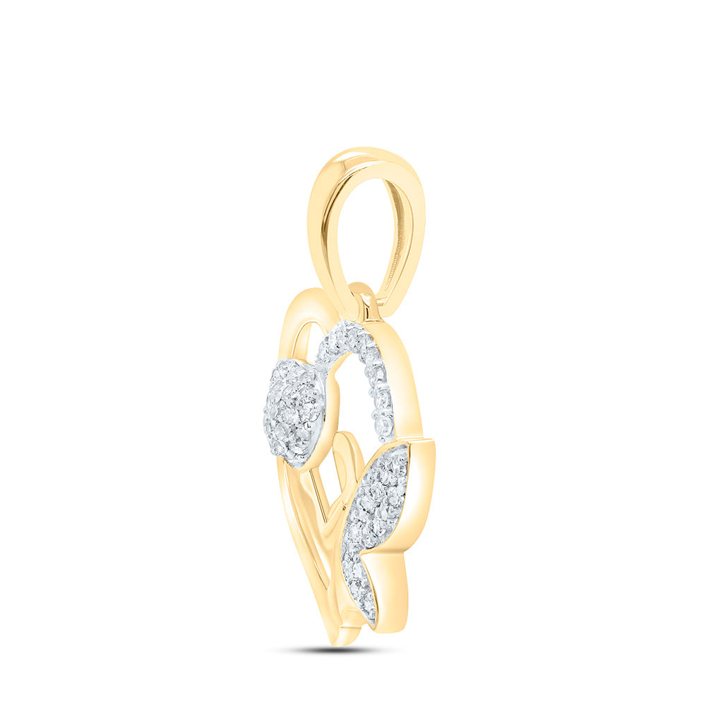 10K Yellow Or White Gold 1/6Cttw Natural Diamond Gift Mom Heart Pendant