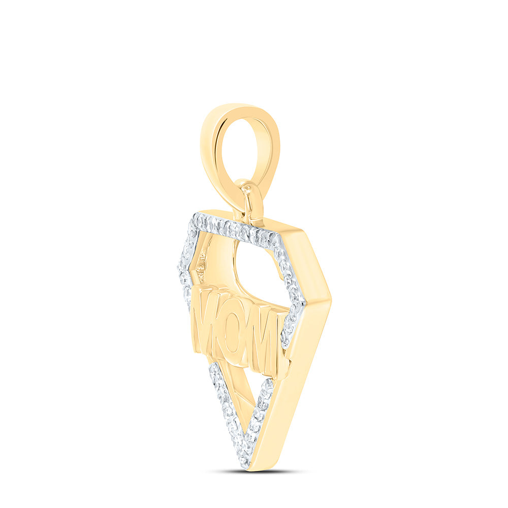 10K Yellow Gold 1/8Cttw Natural Diamond Gift Super Mom Pendant