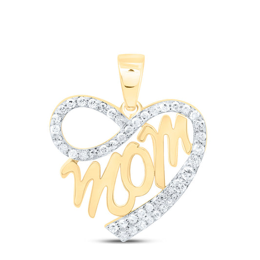 10K Yellow Gold 1/5Cttw Natural Diamond Gift Mom Heart Inifinity Pendant