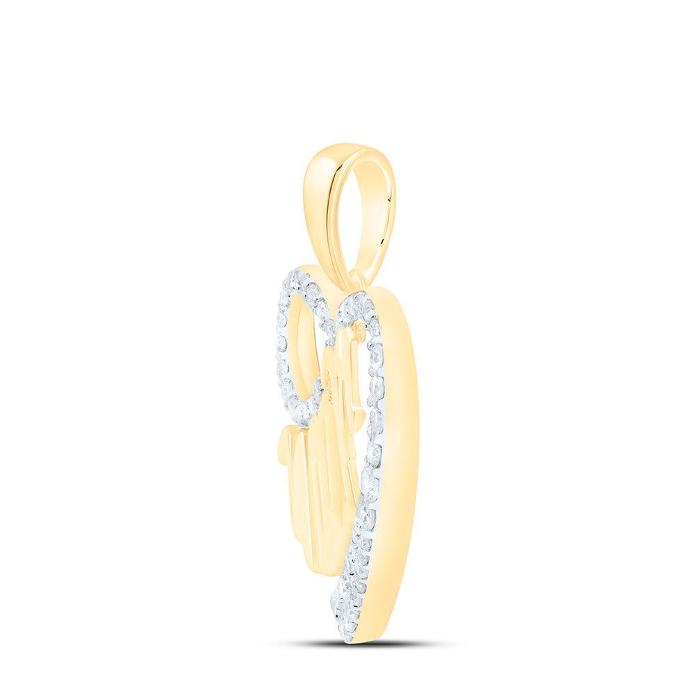 10K Yellow Gold 1/5Cttw Natural Diamond Gift Mom Heart Inifinity Pendant