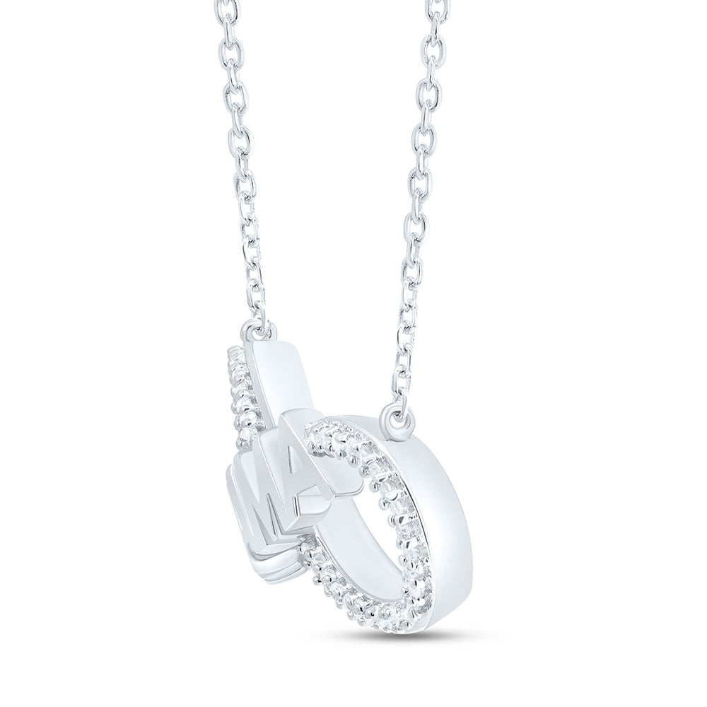 Sterling Silver 1/10Cttw Natural Diamond P2 Gift Infinity "Mama" Necklace (18 Inch)