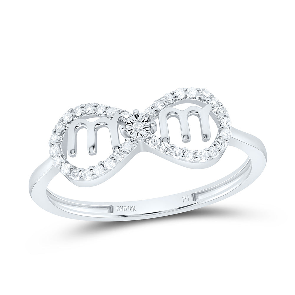 10K Yellow Or White Gold 1/8Cttw Natural Diamond Gift "Mom"Inifinity Ring