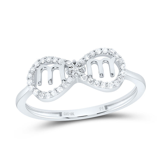 10K Yellow Or White Gold 1/8Cttw Natural Diamond Gift "Mom"Inifinity Ring