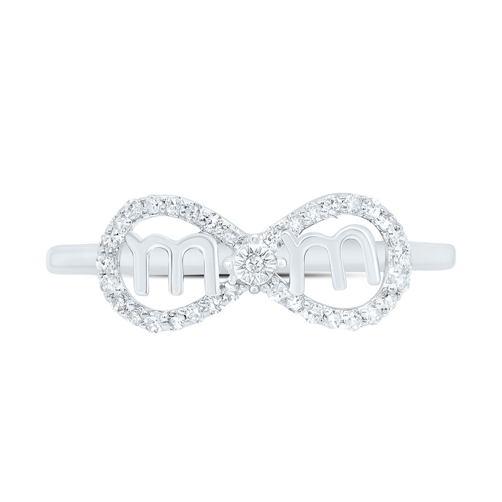 10K Yellow Or White Gold 1/8Cttw Natural Diamond Gift "Mom"Inifinity Ring