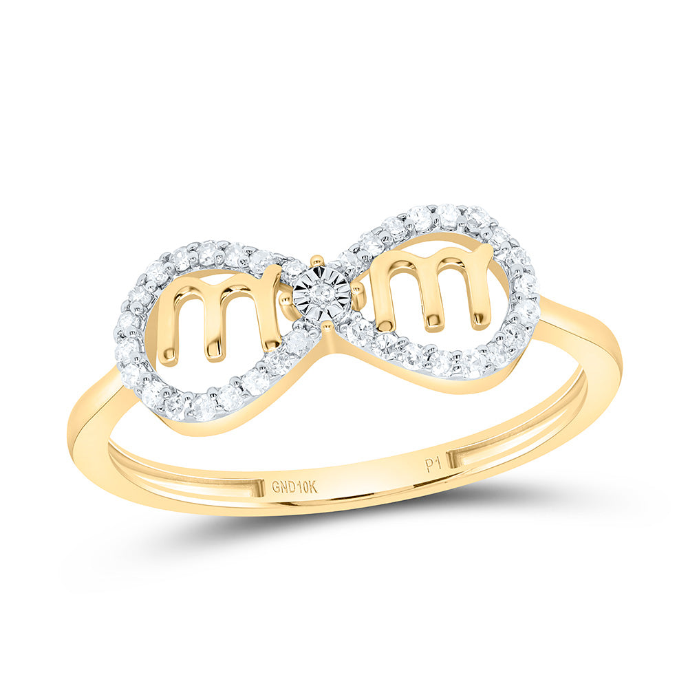 10K Yellow Or White Gold 1/8Cttw Natural Diamond Gift "Mom"Inifinity Ring