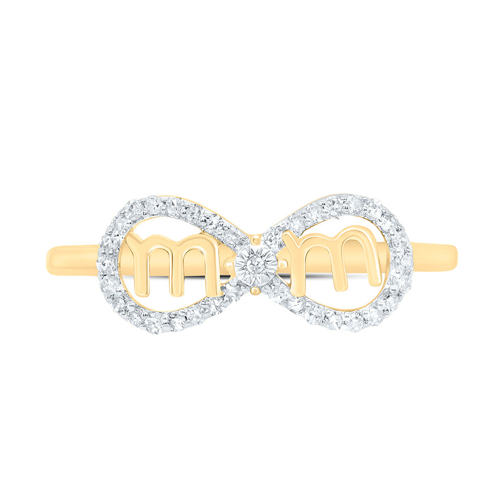 10K Yellow Or White Gold 1/8Cttw Natural Diamond Gift "Mom"Inifinity Ring
