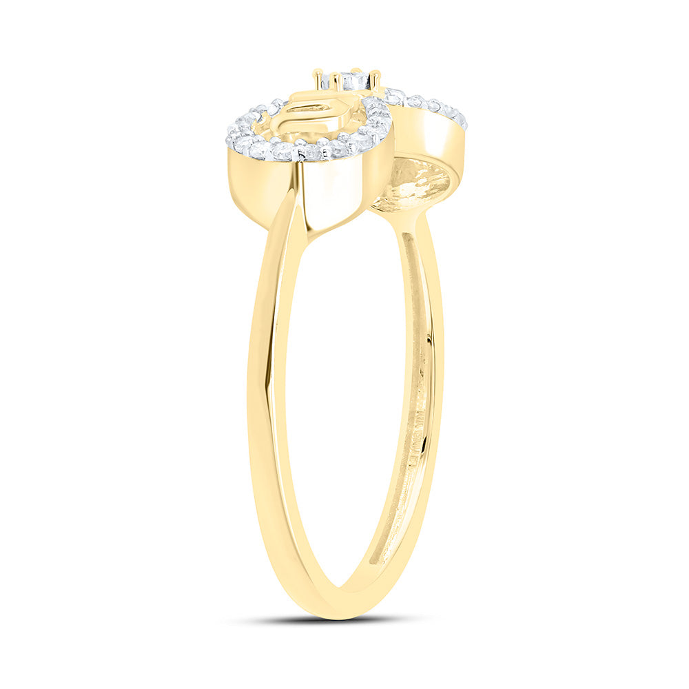 10K Yellow Or White Gold 1/8Cttw Natural Diamond Gift "Mom"Inifinity Ring
