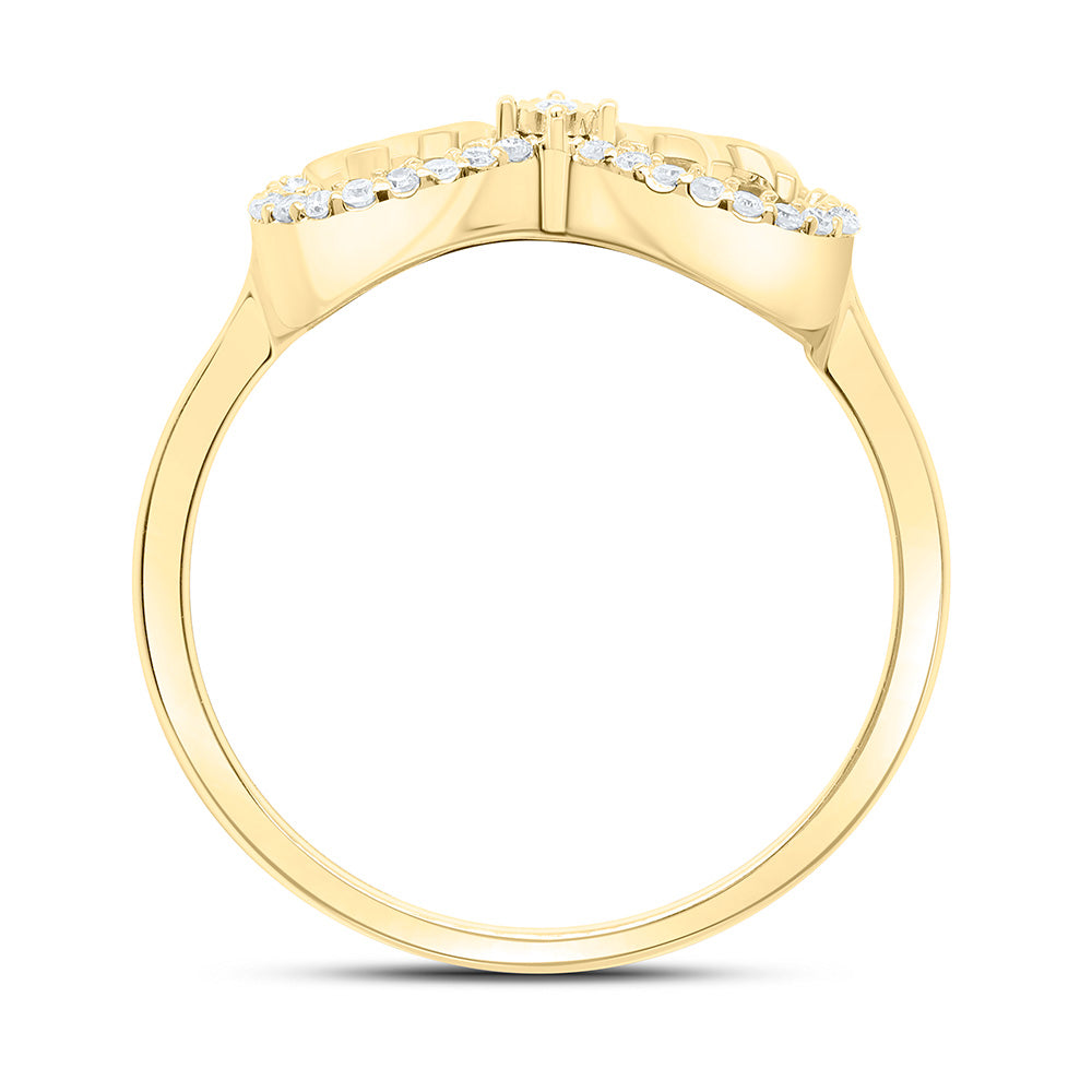 10K Yellow Or White Gold 1/8Cttw Natural Diamond Gift "Mom"Inifinity Ring