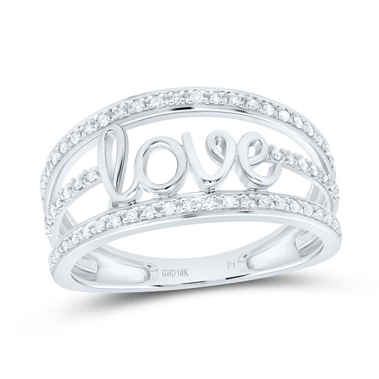 10K White Gold 1/5Cttw Natural Diamond Gift Love Ring