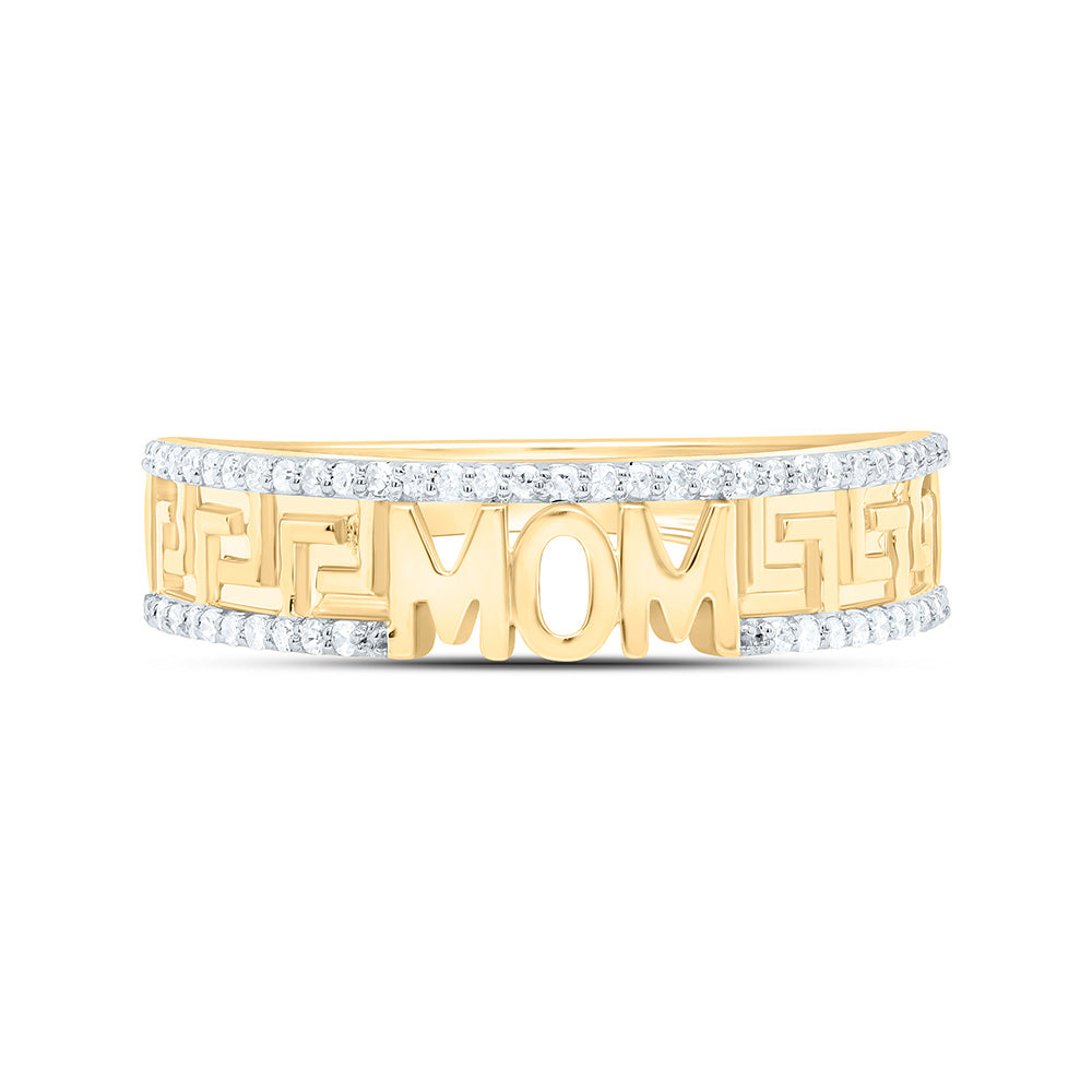 10K Yellow Gold 1/6Cttw Natural Diamond Gift "Mom" Ring
