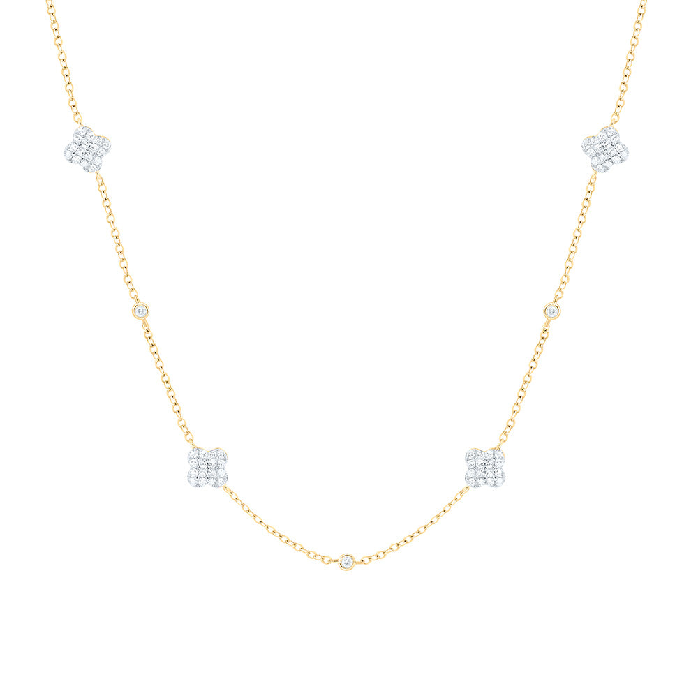 10K Yellow Or White Gold 1/3Cttw Natural Diamond Cn Fashion Clover Necklace (18 Inch)