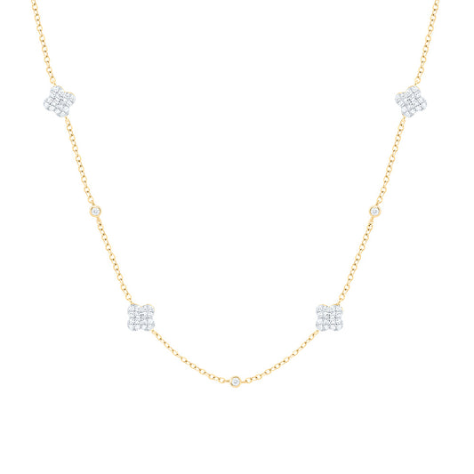 10K Yellow Or White Gold 1/3Cttw Natural Diamond Cn Fashion Clover Necklace (18 Inch)