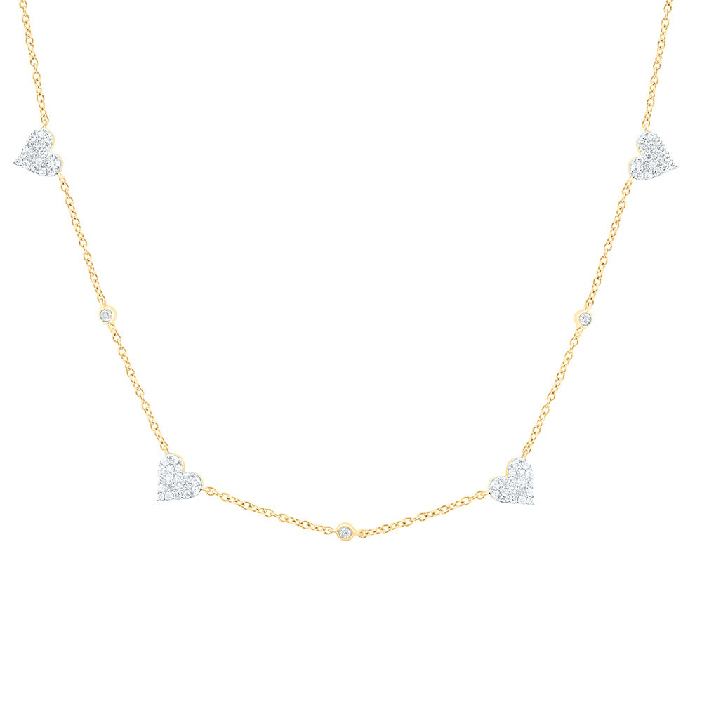 10K Yellow Or White Gold 1/3Cttw Natural Diamond Cn Fashion Heart Necklace (18 Inch)