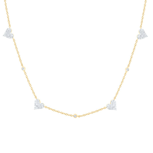 14K Yellow Or White Gold 1/3Cttw Natural Diamond Cn Fashion Heart Necklace (18 Inch)