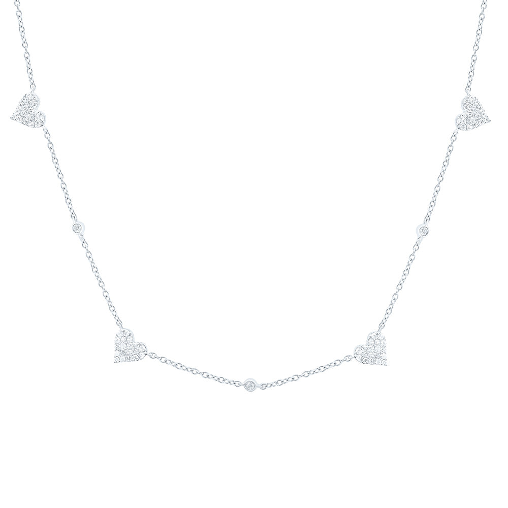 14K Yellow Or White Gold 1/3Cttw Natural Diamond Cn Fashion Heart Necklace (18 Inch)