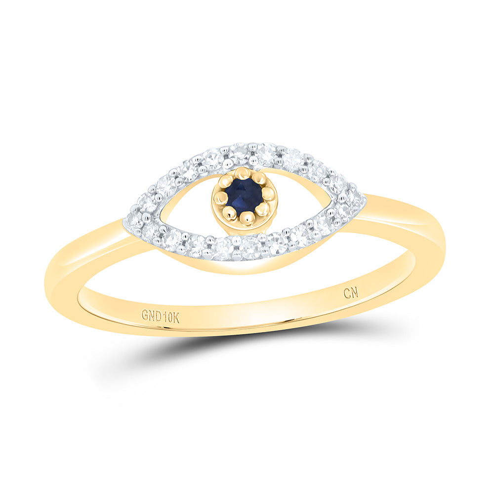 10K Yellow Or White Gold 1/8Cttw Natural Diamond Cn 1.8Mm Round Gem Evil Eye Ring