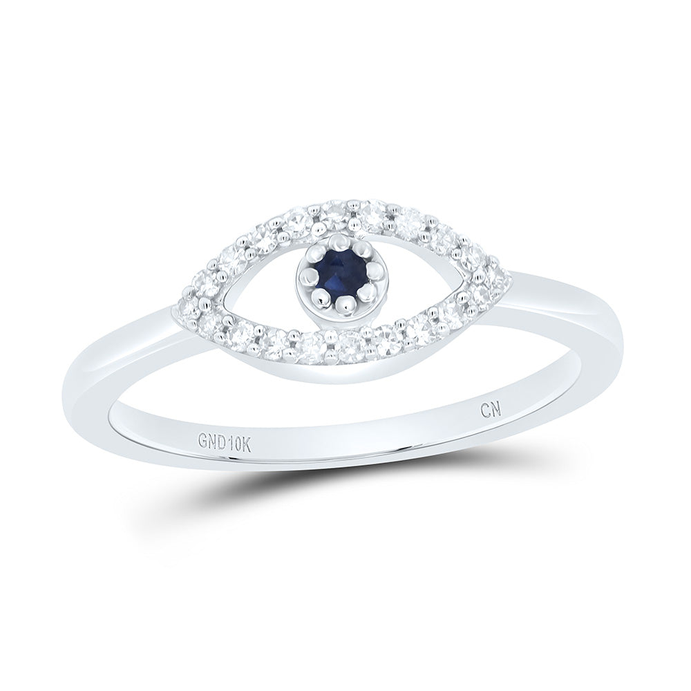 10K Yellow Or White Gold 1/8Cttw Natural Diamond Cn 1.8Mm Round Gem Evil Eye Ring
