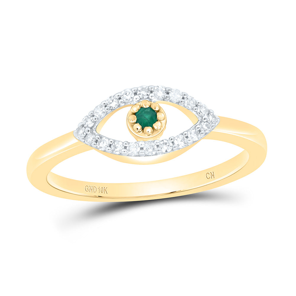 10K Yellow Or White Gold 1/8Cttw Natural Diamond Cn 1.8Mm Round Gem Evil Eye Ring