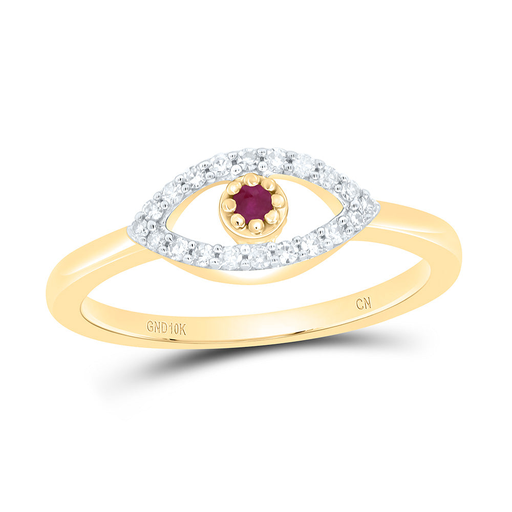 10K Yellow Or White Gold 1/8Cttw Natural Diamond Cn 1.8Mm Round Gem Evil Eye Ring
