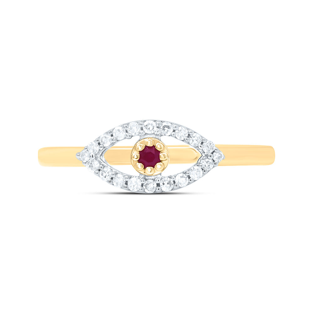 10K Yellow Or White Gold 1/8Cttw Natural Diamond Cn 1.8Mm Round Gem Evil Eye Ring
