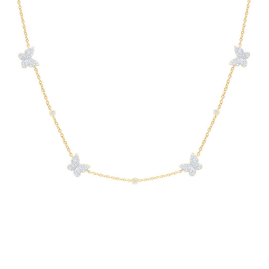 14K Yellow Or White Gold 1/2Cttw Natural Diamond Cn Fashion Butterfly Necklace (18 Inch)