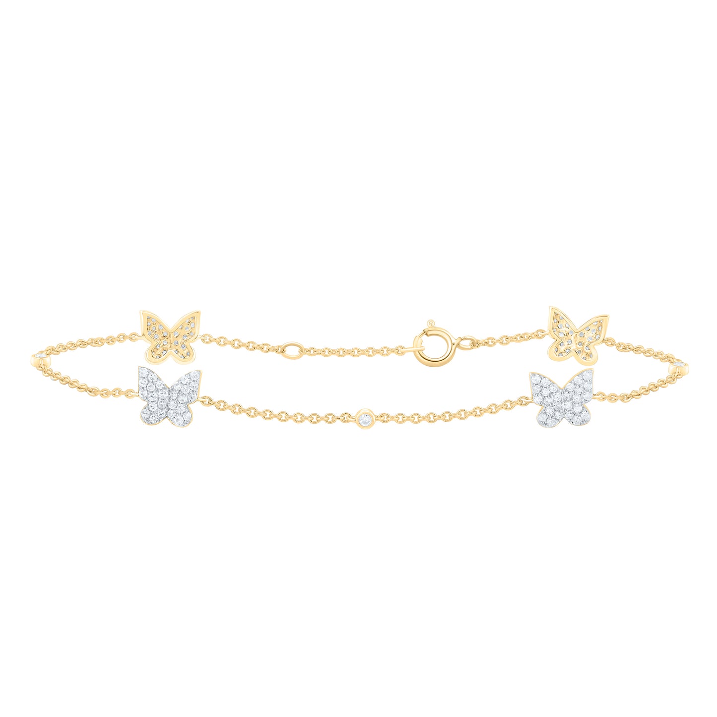 10K Yellow Or White Gold 1/2Cttw Natural Diamond Cn Fashion Butterfly Bracelet (7 Inch)