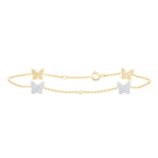 10K Yellow Or White Gold 1/2Cttw Natural Diamond Cn Fashion Butterfly Bracelet (7 Inch)