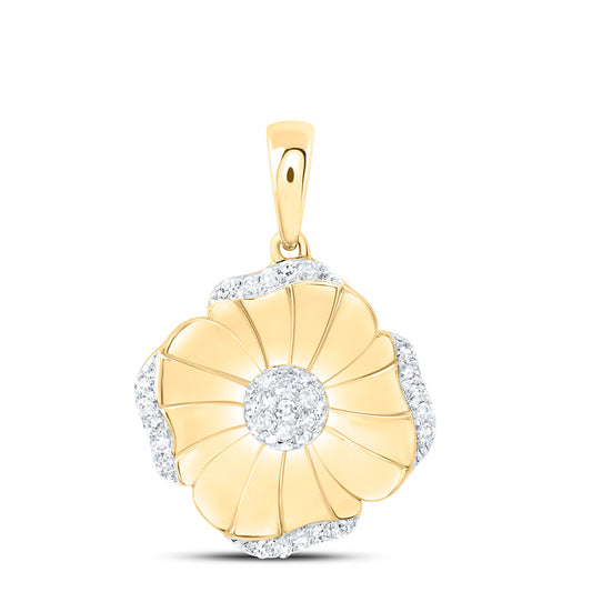 10K Yellow Gold 1/5Cttw Natural Diamond Fashion Flower Pendant