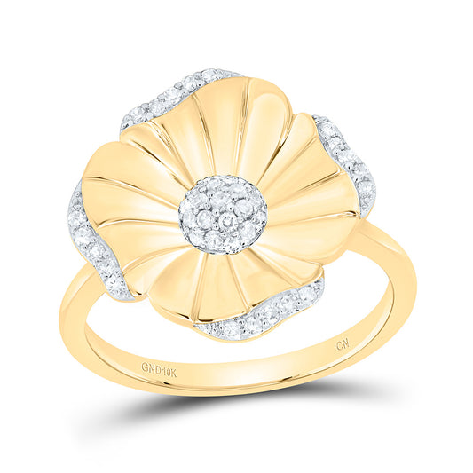 10K Yellow Gold 1/5Cttw Natural Diamond Fashion Flower Ring