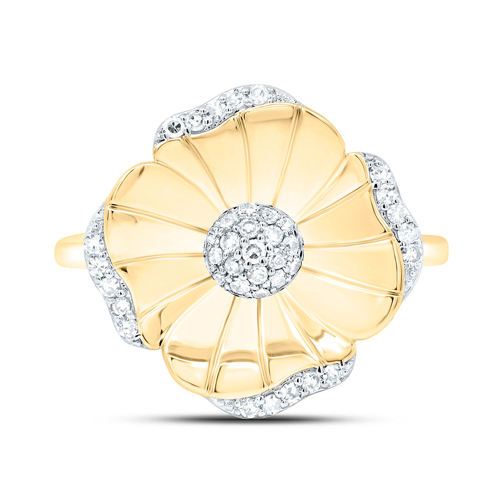 10K Yellow Gold 1/5Cttw Natural Diamond Fashion Flower Ring