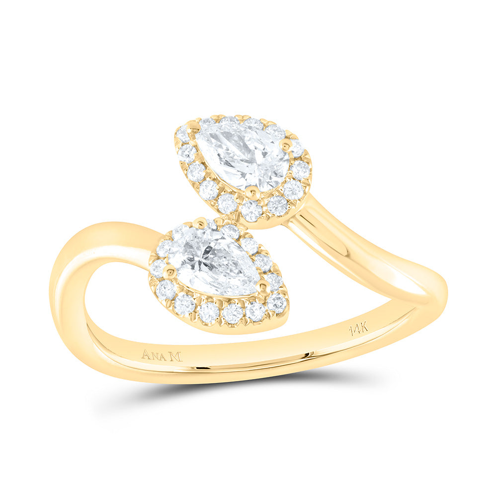 14K Yellow Or White Gold 5/8Cttw Natural Diamond 1/2Cttw Fashion Pear Ring