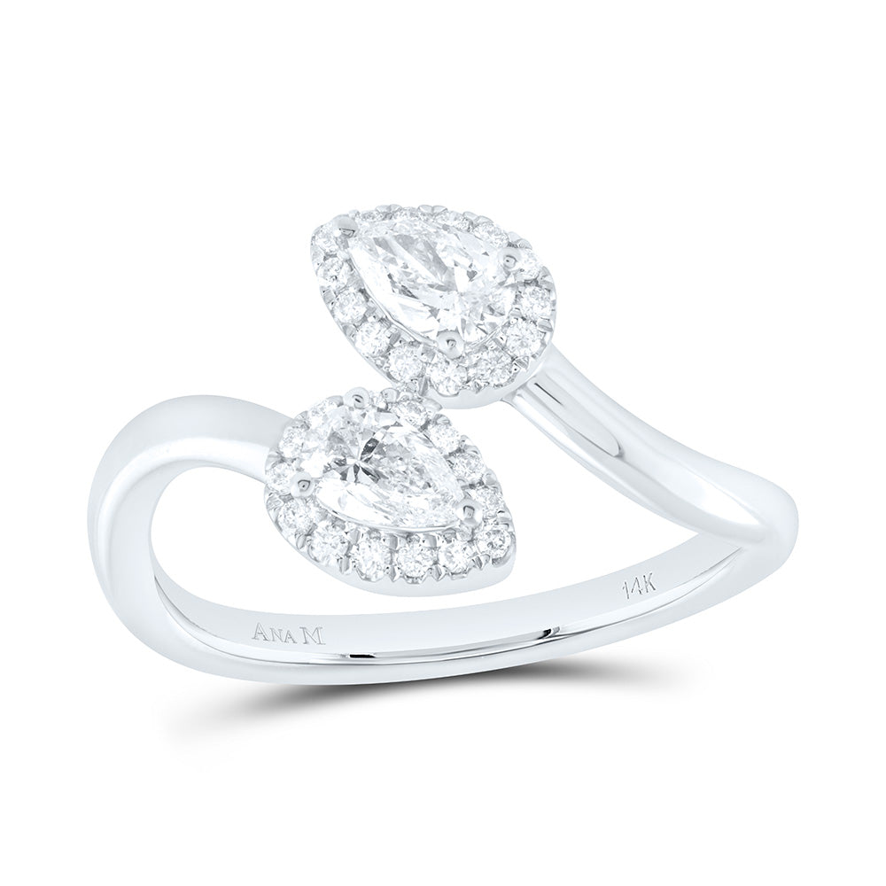 14K Yellow Or White Gold 5/8Cttw Natural Diamond 1/2Cttw Fashion Pear Ring