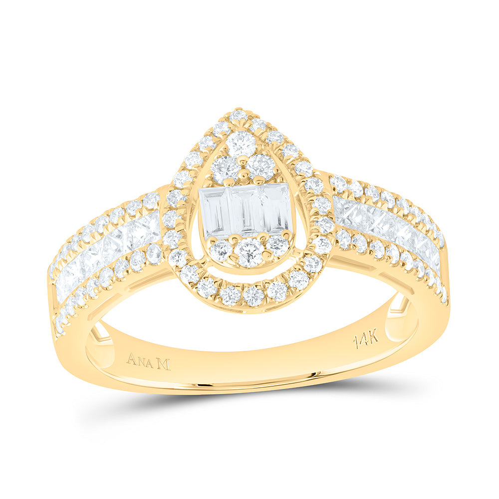 14K Yellow Or White Gold 1Cttw Natural Diamond Fashion Pear Ring