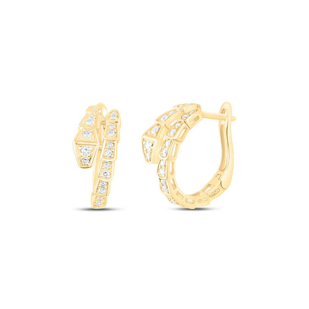 14K Yellow Or White Gold 1/3Cttw Natural Diamond Fashion Snake Hoop Earring