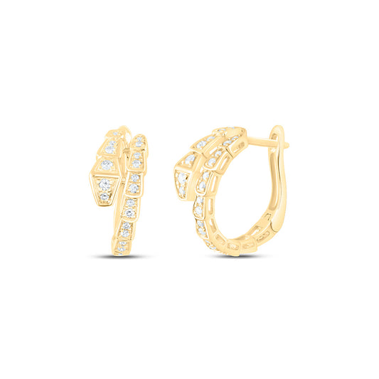 14K Yellow Or White Gold 1/3Cttw Natural Diamond Fashion Snake Hoop Earring