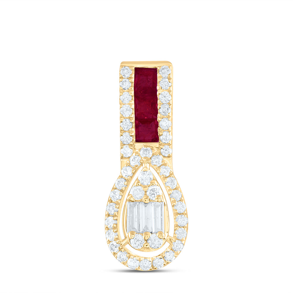 14K Yellow Or White Gold 1/5Cttw Natural Diamond Gem Pear Pendant