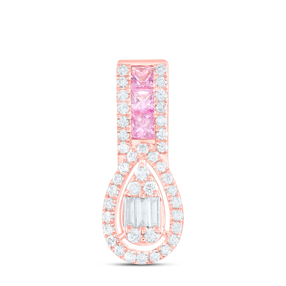 14K Yellow Or Rose Gold 1/5Cttw Natural Diamond Ana M Princess Natural Gem Pear Pendant