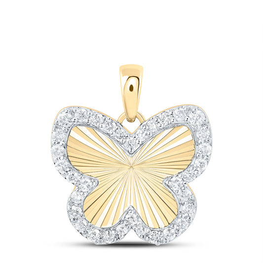 10K Yellow Gold 1/4Cttw Natural Diamond Fashion Butterfly Pendant