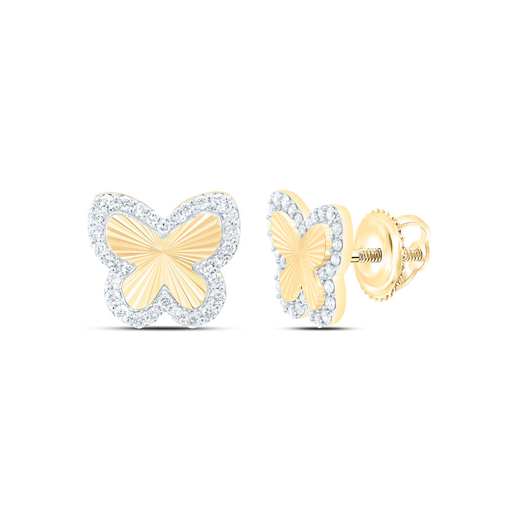 10K Or 14K Yellow Gold 3/8Cttw Natural Diamond Fashion Butterfly Earring