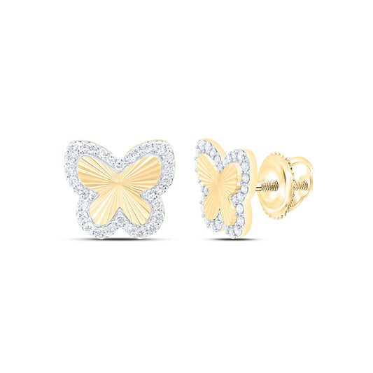 10K Or 14K Yellow Gold 3/8Cttw Natural Diamond Fashion Butterfly Earring