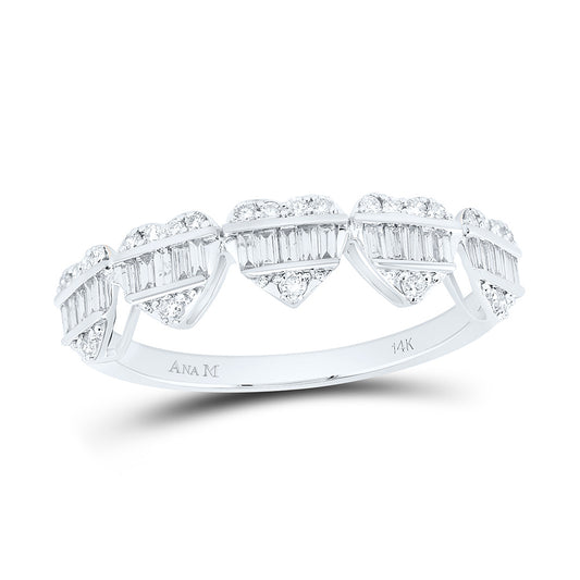 14K Yellow Or White Or Rose Gold 3/8Cttw Natural Diamond Fashion Heart Band