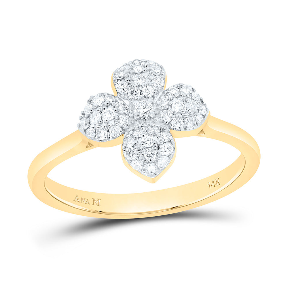14K Yellow Or White Gold 1/4Cttw Natural Diamond Fashion Flower Ring