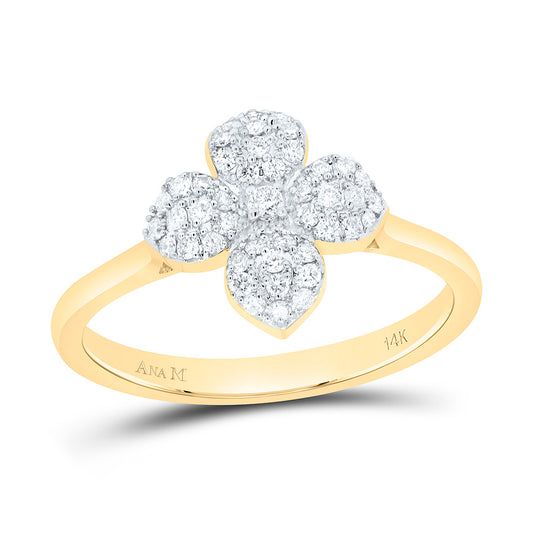 14K Yellow Or White Gold 1/4Cttw Natural Diamond Fashion Flower Ring